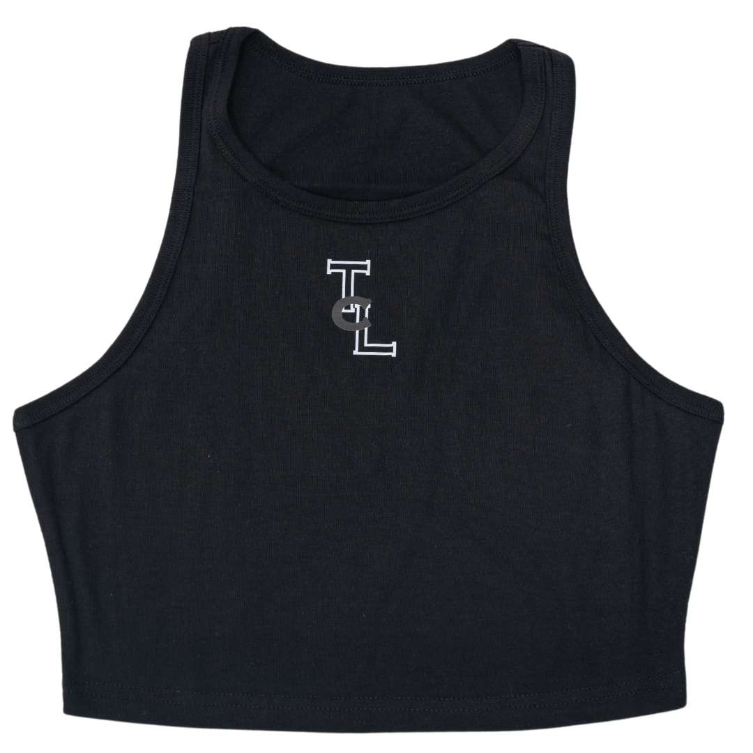 Black Cropped TLC Monogram Tank Top