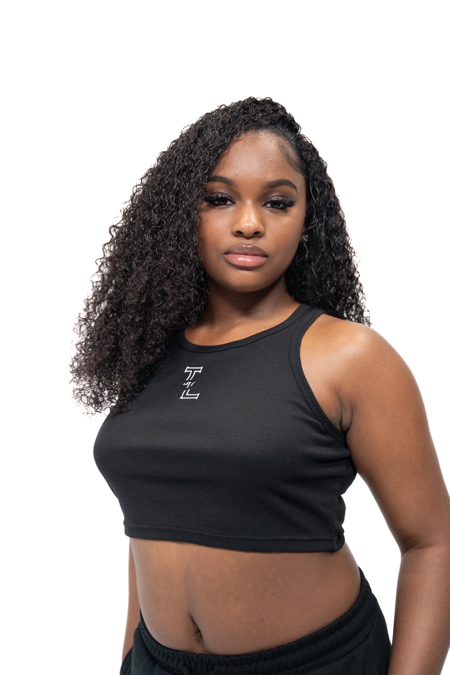 Black Cropped TLC Monogram Tank Top