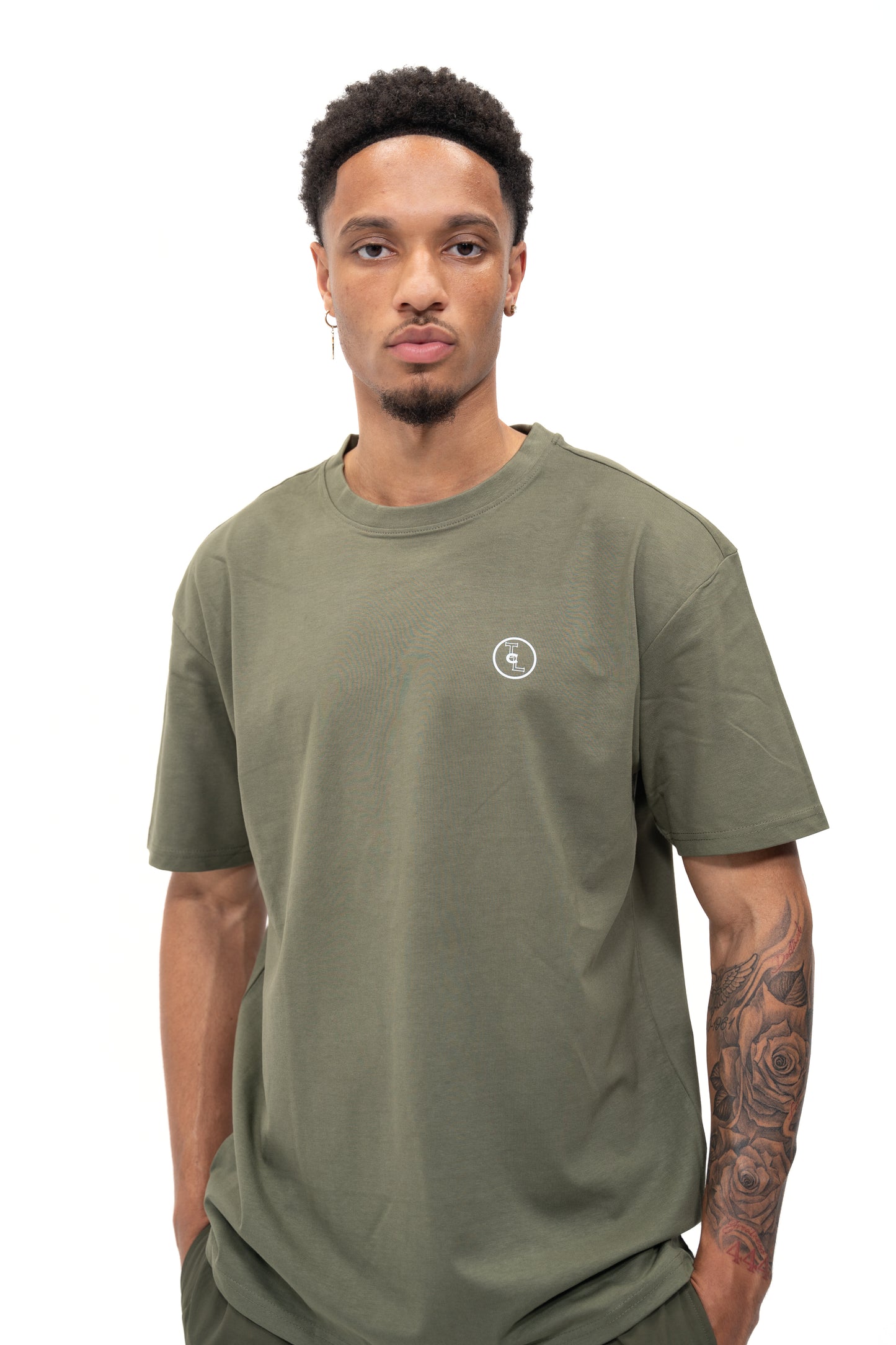 Olive Oversized Circle Logo T-shirt