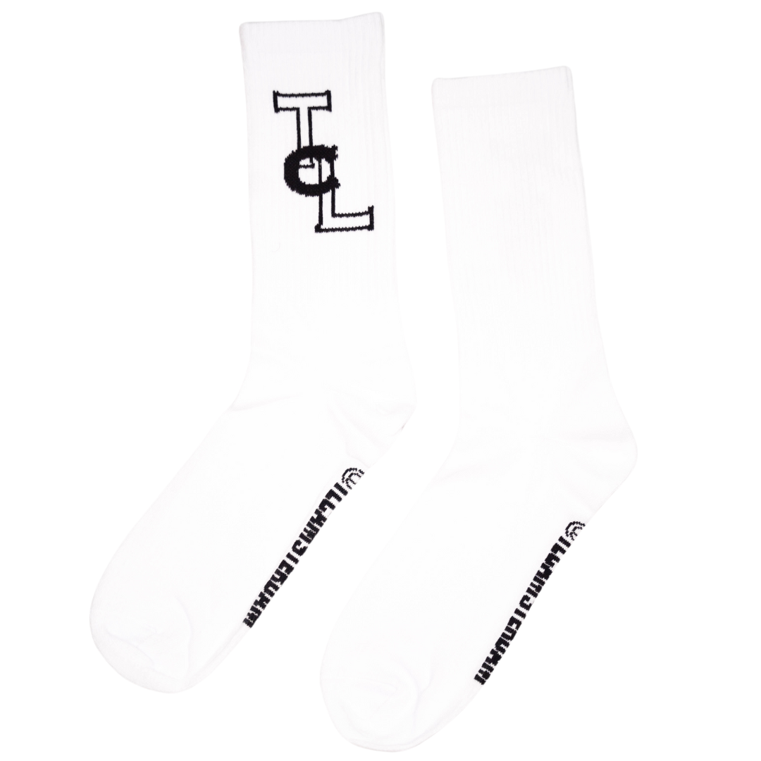 White TLC Stripe Socks