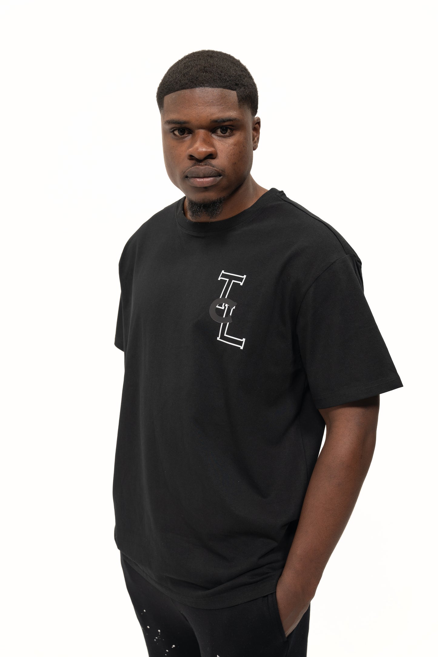 Black Oversized TLC Monogram T-shirt