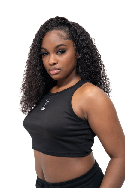 Black Cropped TLC Monogram Tank Top